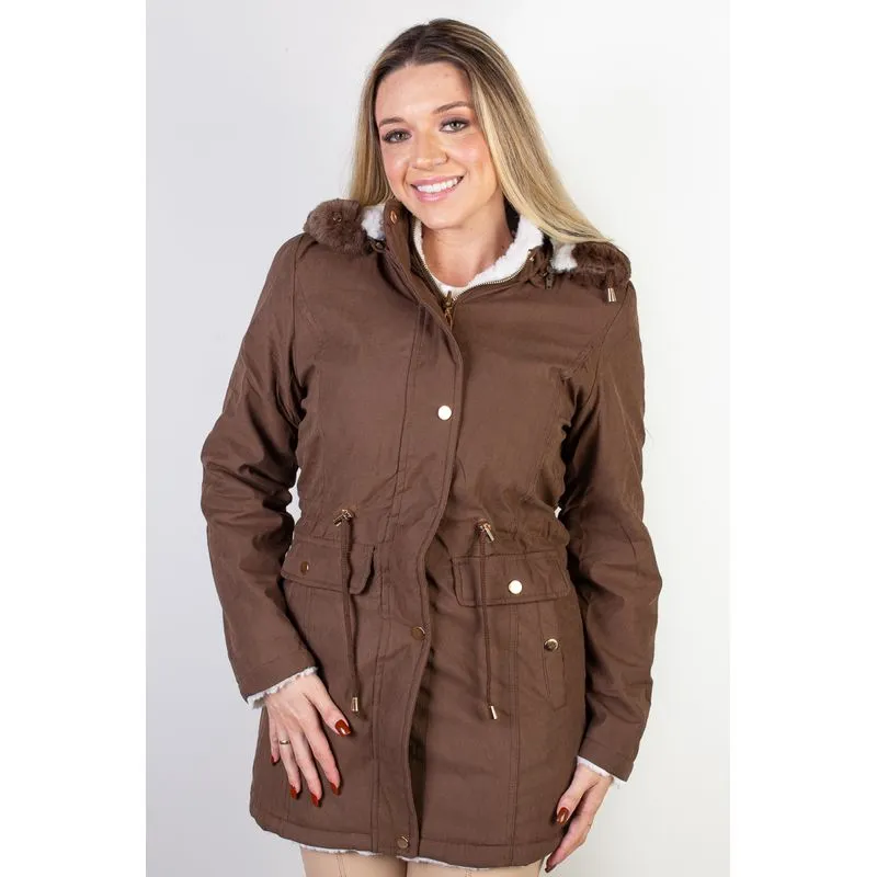 Jaqueta feminina de sarja reversível 84282 M / Marrom