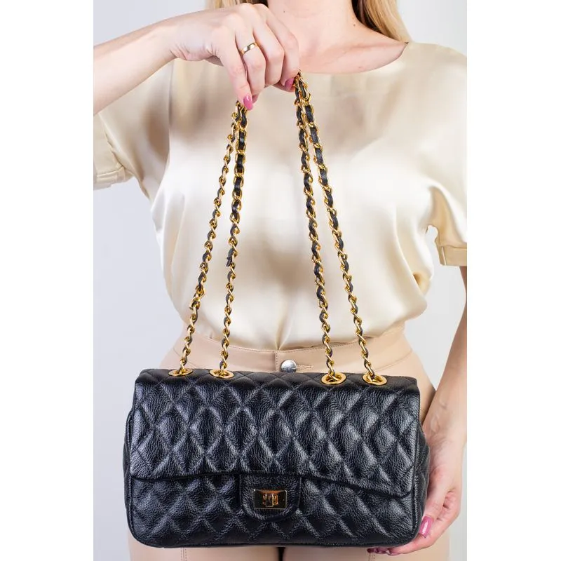 Bolsa de couro matelassê quilted Penélope Preto