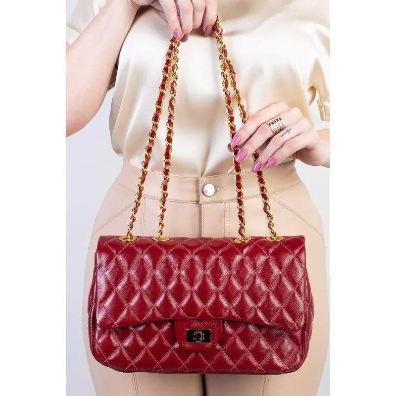 Bolsa de couro matelassê quilted Penélope Vermelho
