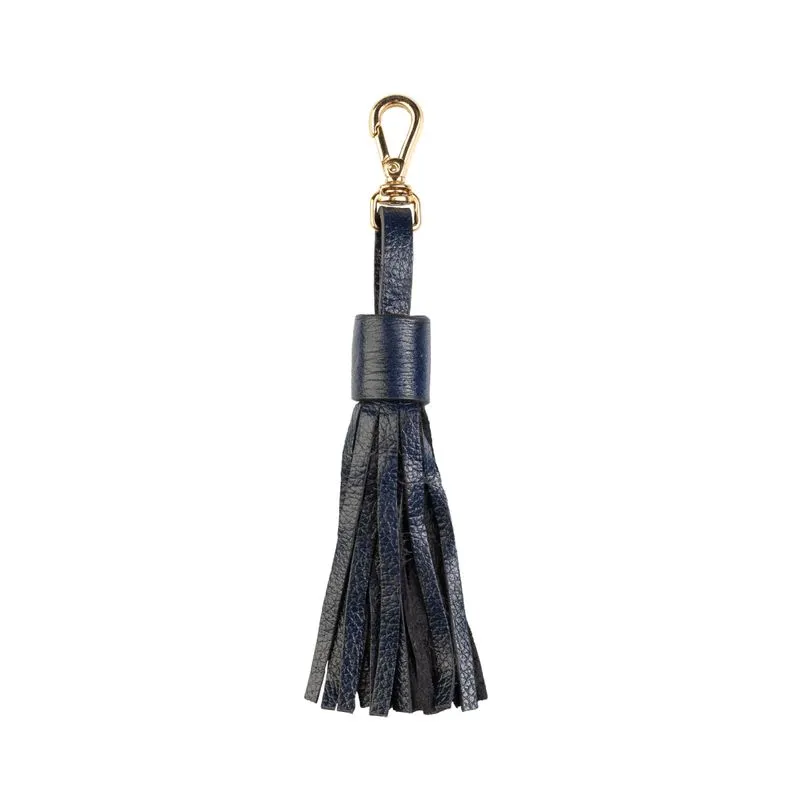 Chaveiro tassel franja em couro Azul