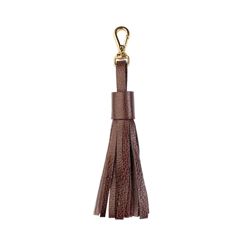Chaveiro tassel franja em couro Café