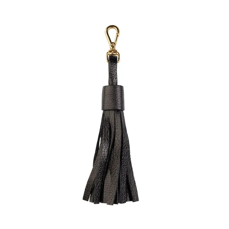 Chaveiro tassel franja em couro Preto