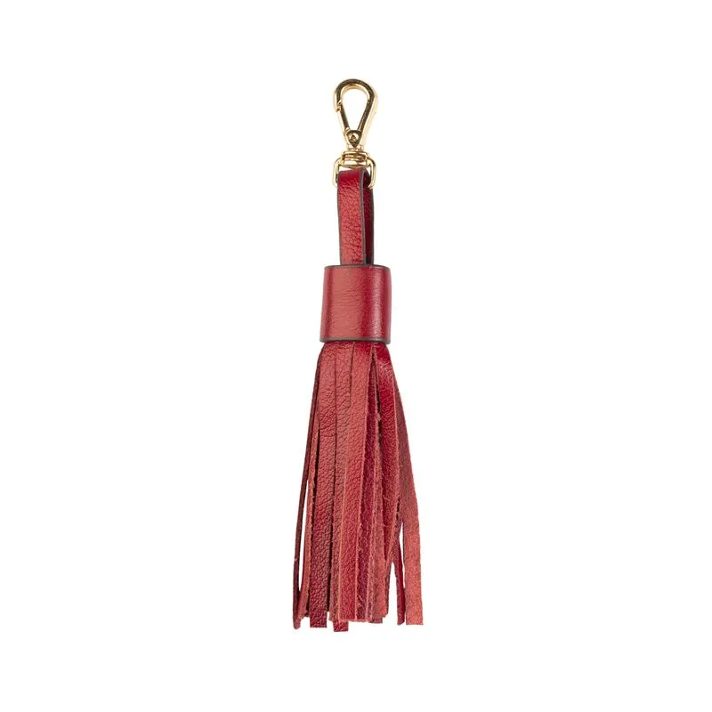 Chaveiro tassel franja em couro Vermelha