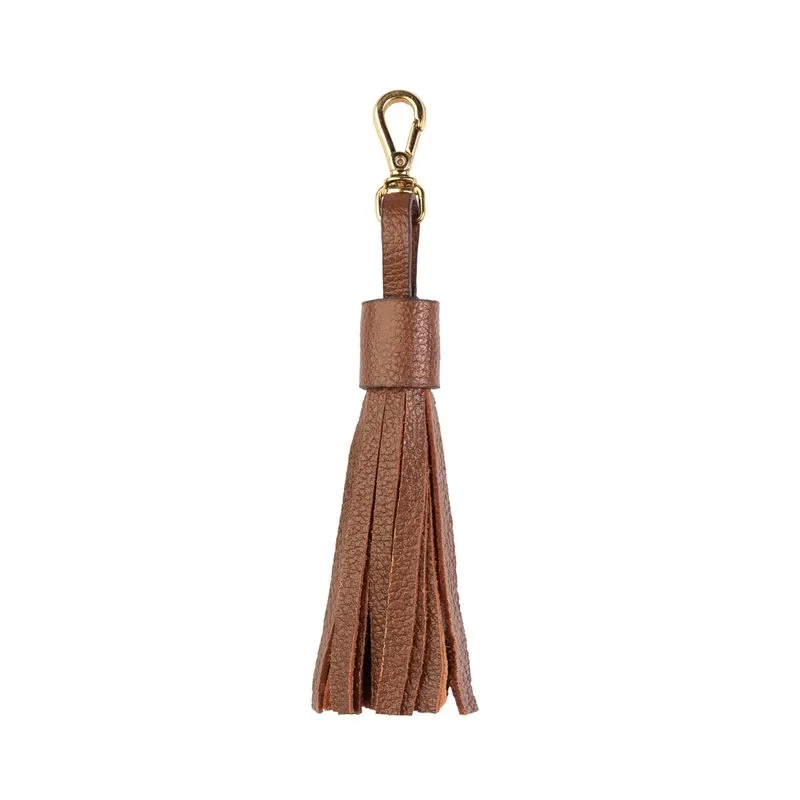 Chaveiro tassel franja em couro Whisky