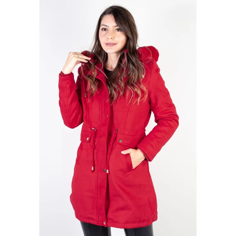 Jaqueta feminina lã batida sintética 84286 GG / Vermelho