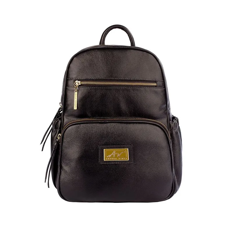 Mochila pequena de couro liso Zoey Caramelo