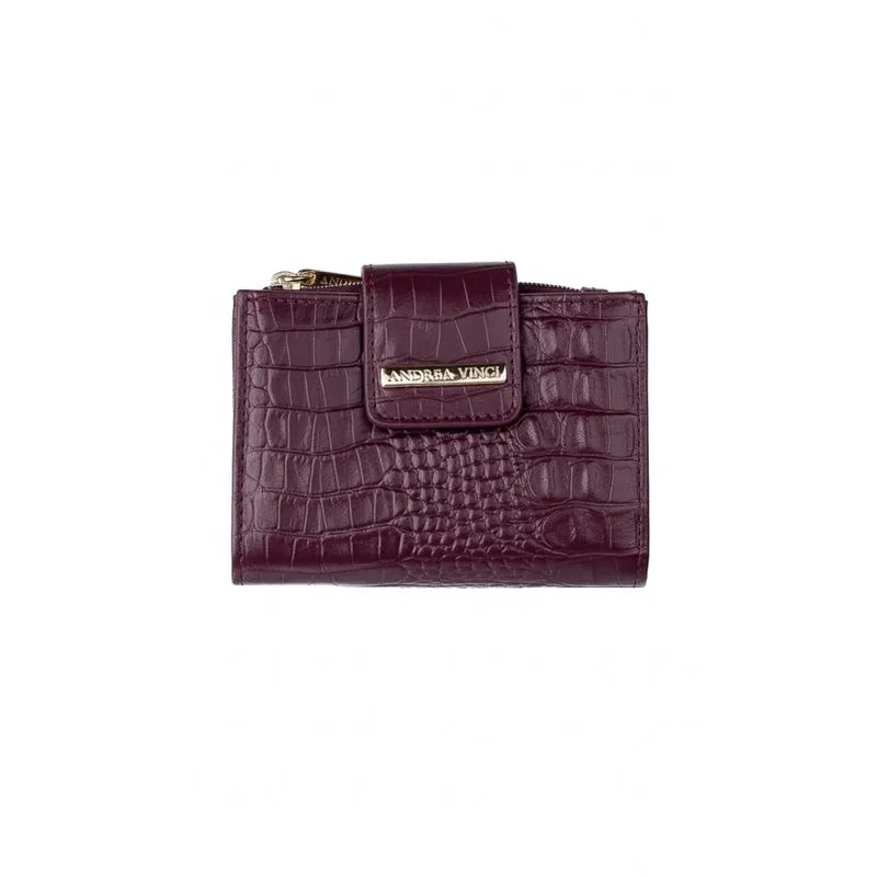 Carteira feminina de couro croco Linna 11x13cm Marsala