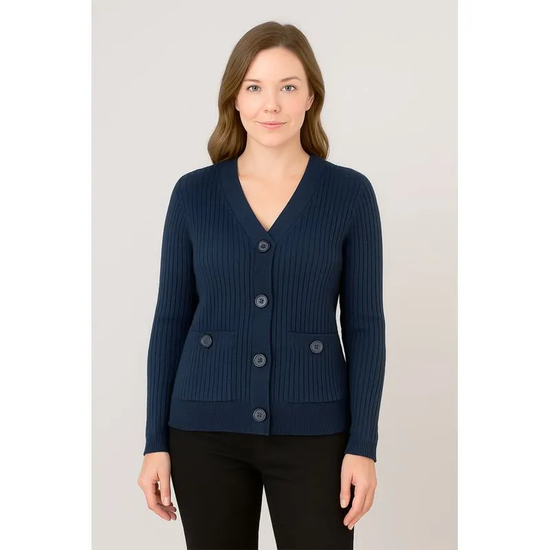 Casaco tricot botões e bolsos 80994 G / Azul Marinho