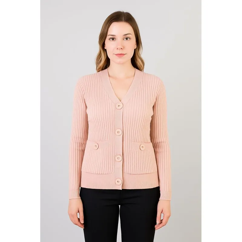 Casaco tricot botões e bolsos 80994 G / Blush