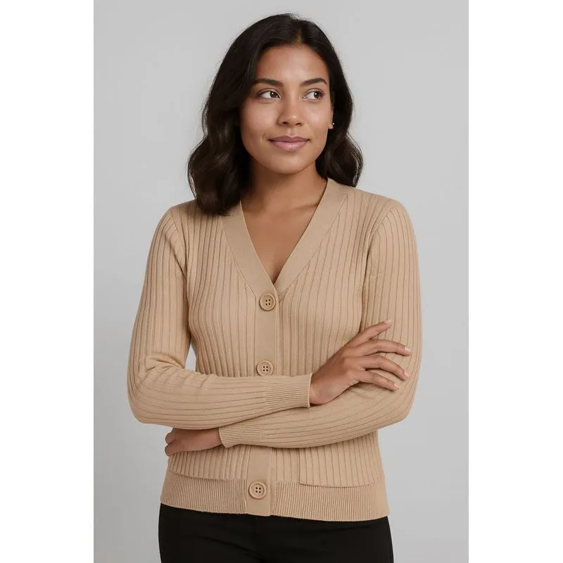 Casaco tricot botões e bolsos 80994 G / Bege
