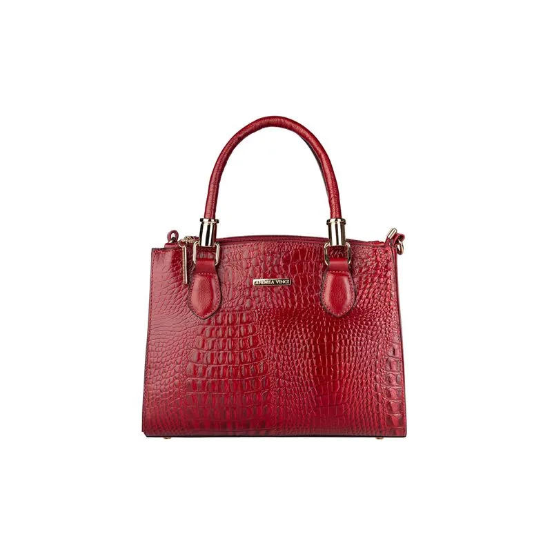 Bolsa de couro croco estruturada Emmy Vermelho
