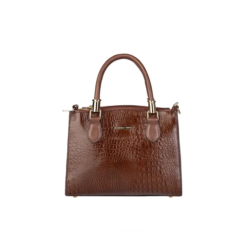 Bolsa de couro croco estruturada Emmy Whisky