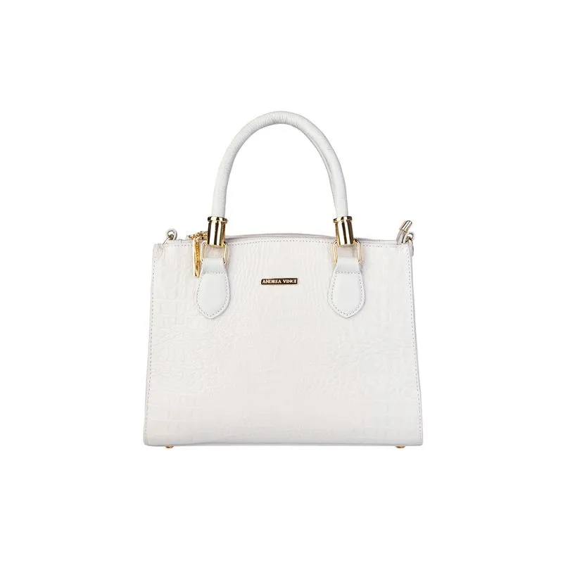 Bolsa de couro croco estruturada Emmy Marfim