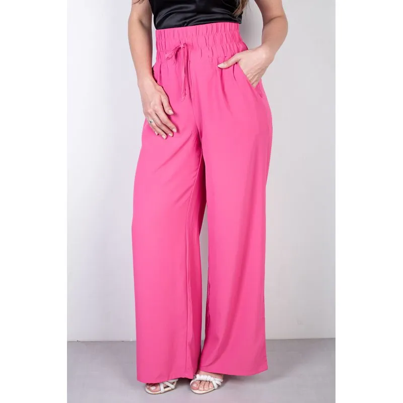 Calça feminina pantalona com elástico 51129 GG / Rosa