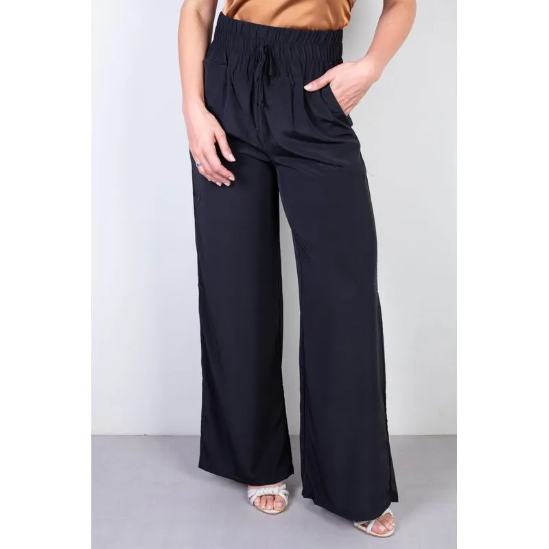 Calça feminina pantalona com elástico 51129 P / Preto