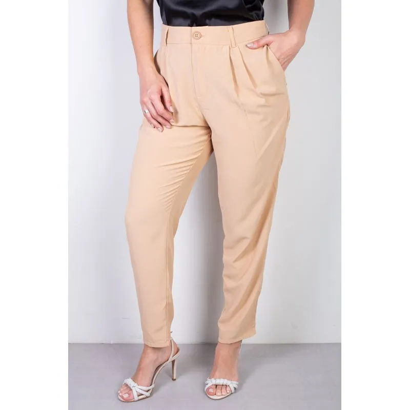 Calça reta feminina alfaiataria 51178 GG / Bege