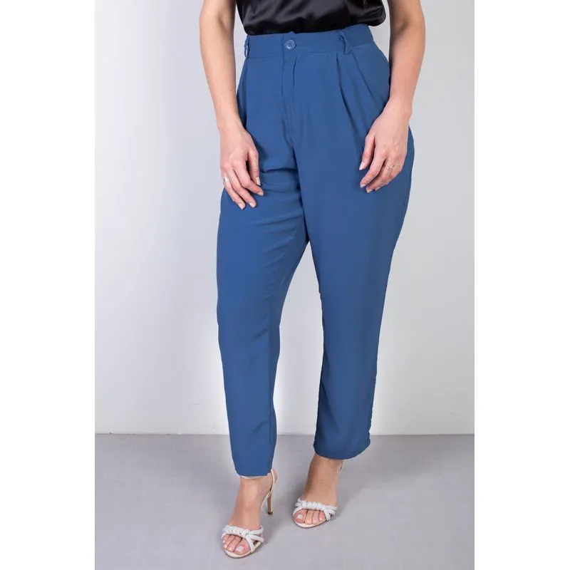 Calça reta feminina alfaiataria 51178 GG / Azul