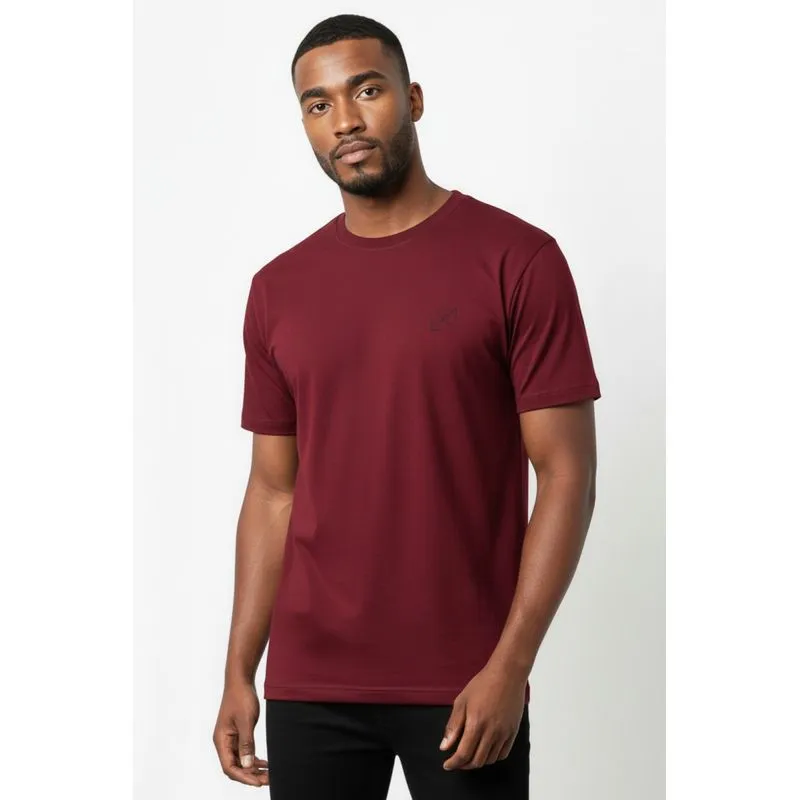 Camiseta lisa masculina reta manga curta com elastano 59016 M / Bordô