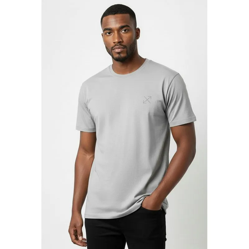 Camiseta lisa masculina reta manga curta com elastano 59016 G / Cinza Claro