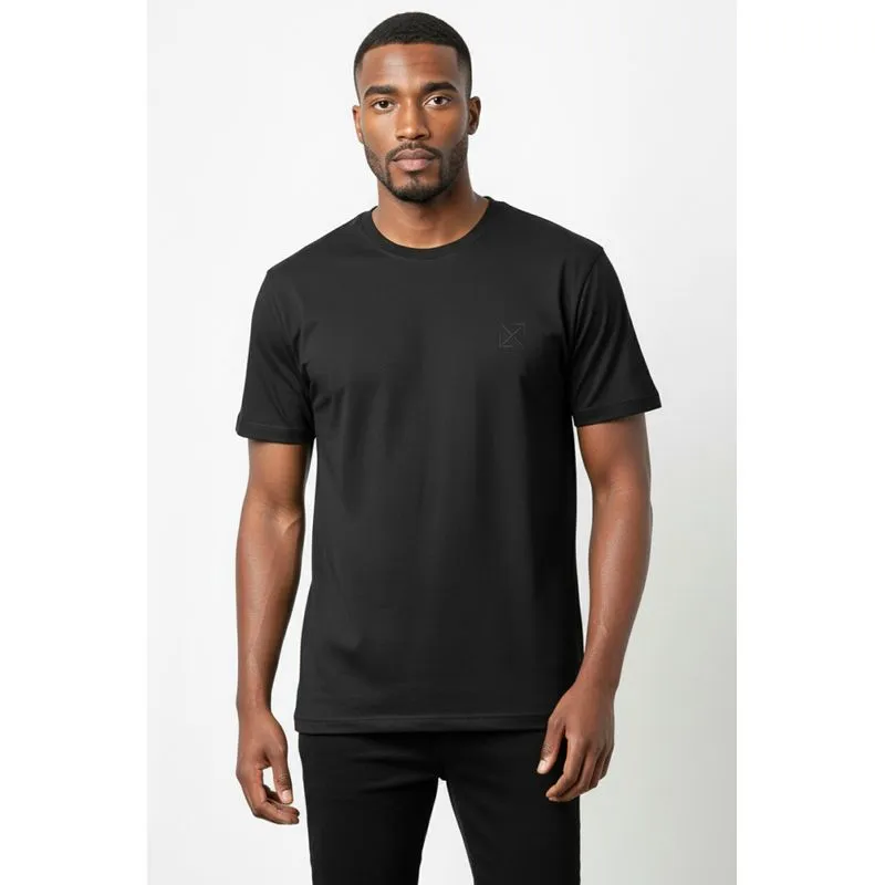 Camiseta lisa masculina reta manga curta com elastano 59016 GG / Preto