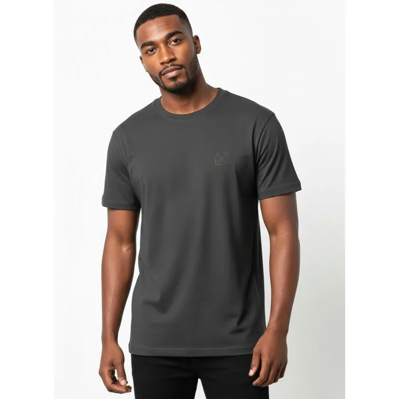 Camiseta lisa masculina reta manga curta com elastano 59016 G / Chumbo