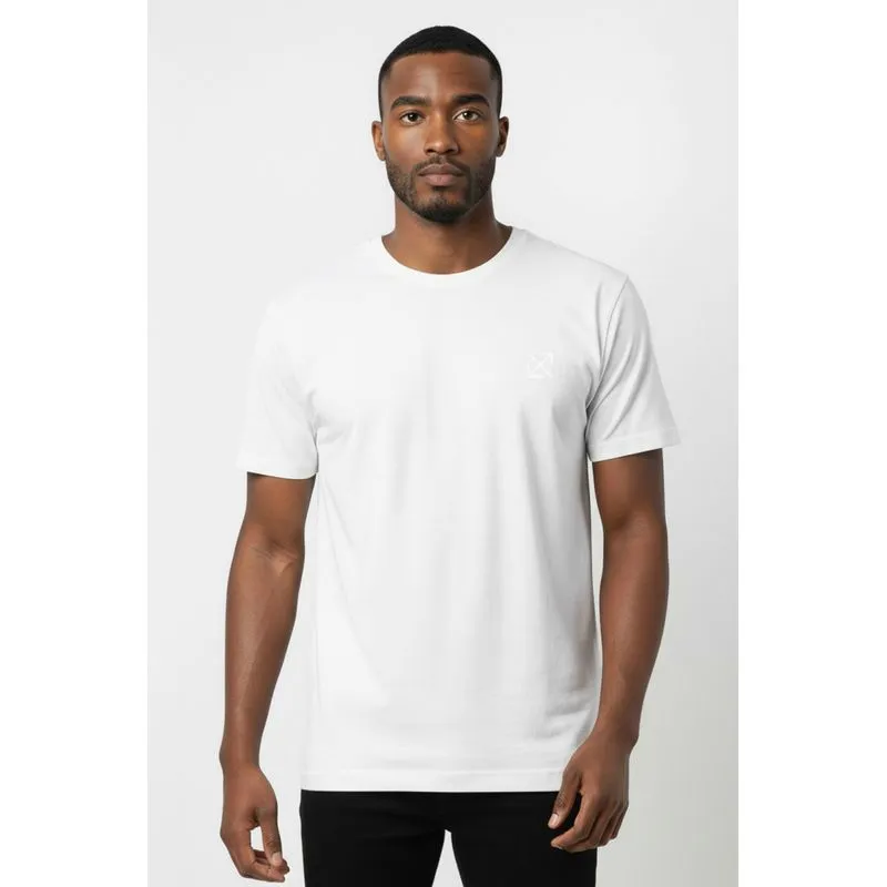 Camiseta lisa masculina reta manga curta com elastano 59016 G / Off white