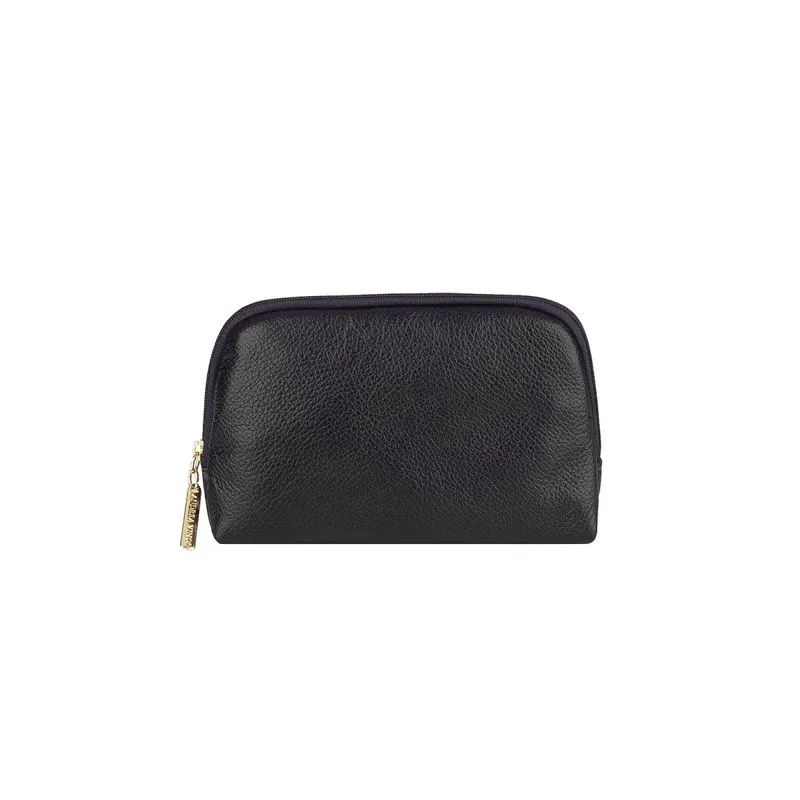 Necessaire de couro liso Duda 12x17x6cm Preto