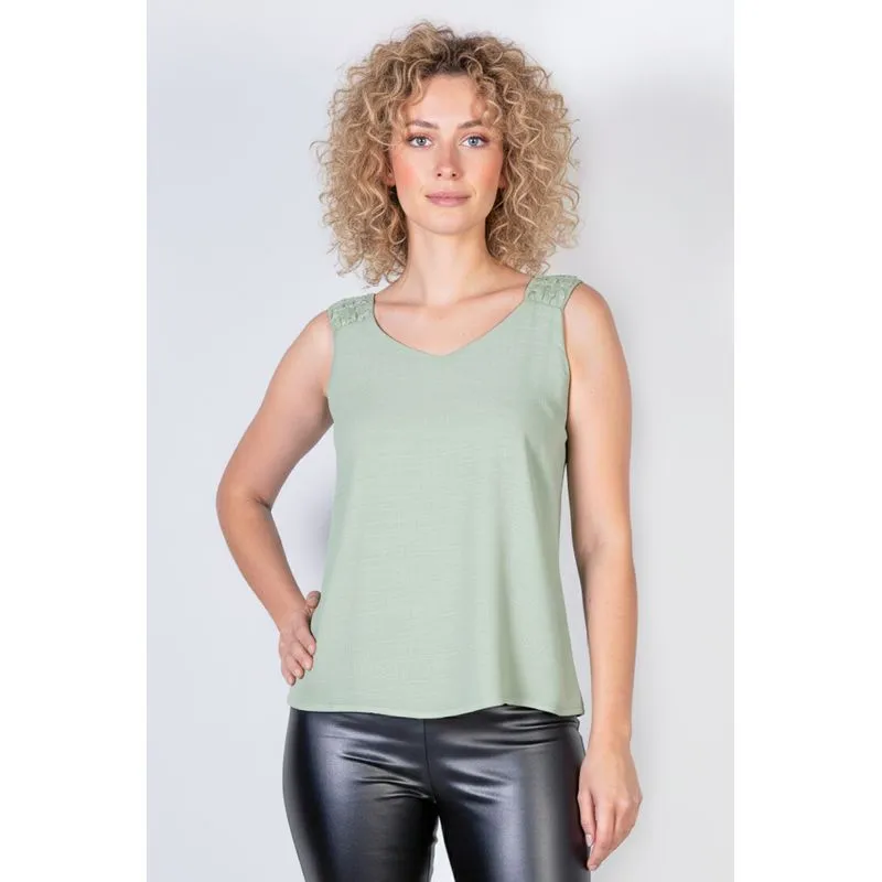 Regata feminina viscose com detalhe na alça 51636 GG / Verde