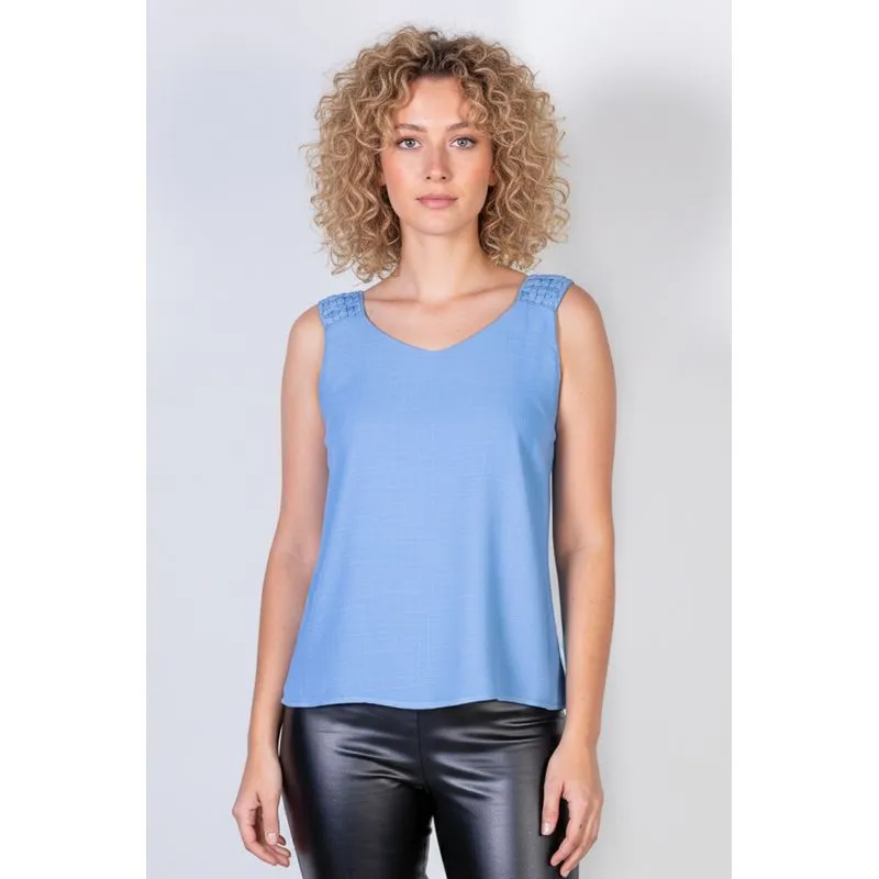Regata feminina viscose com detalhe na alça 51636 G / Azul