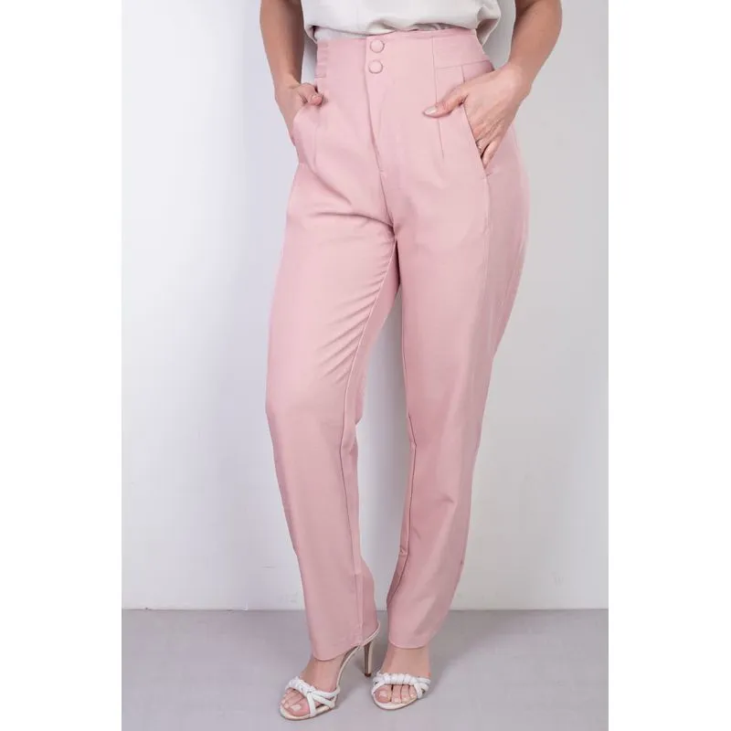 Calça feminina alfaiataria skinny 51985 M / Rosa
