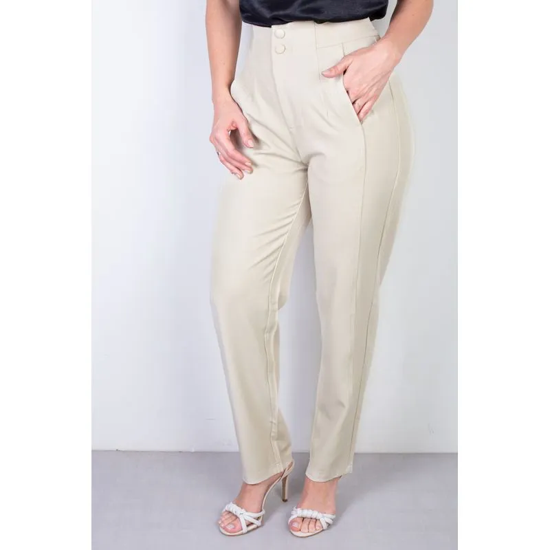 Calça feminina alfaiataria skinny 51985 G / Bege