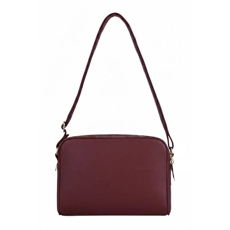 Bolsa quadrada de couro liso Daiana Marsala