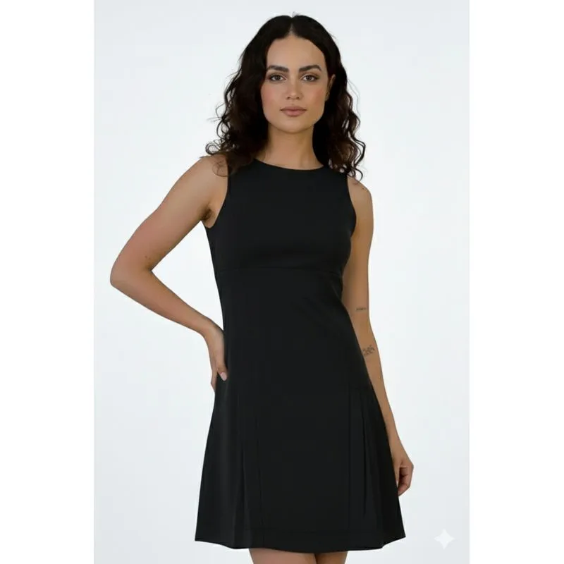 Vestido curto godê regata com pregas 51054 G / Preto