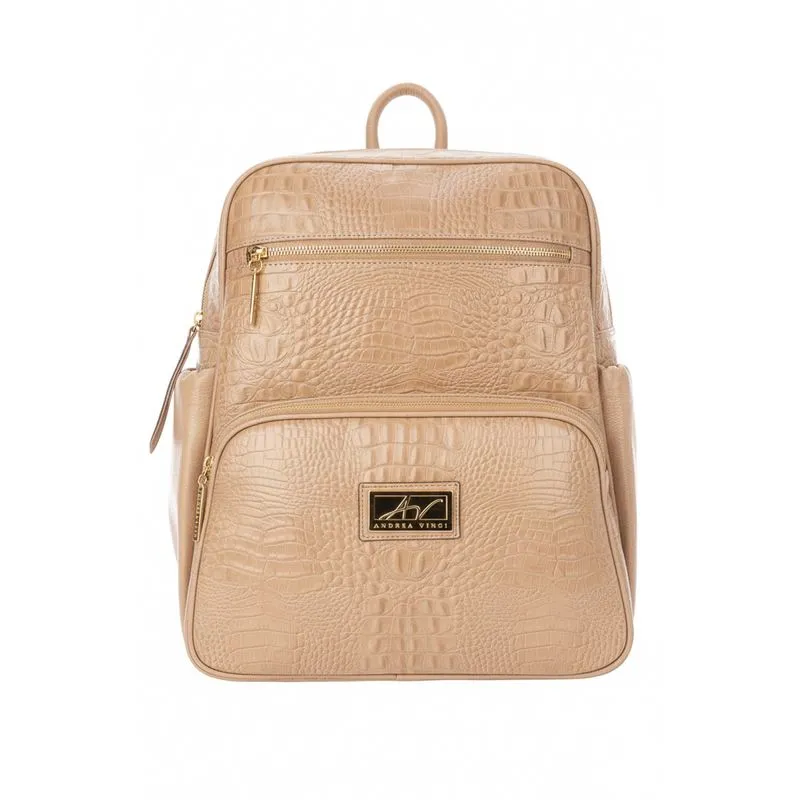 Mochila grande de couro croco Zooey Bege