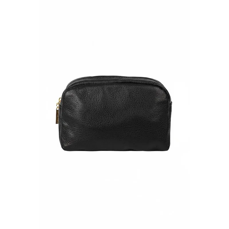 Necessaire de couro liso Dara 14x18x9cm Preto