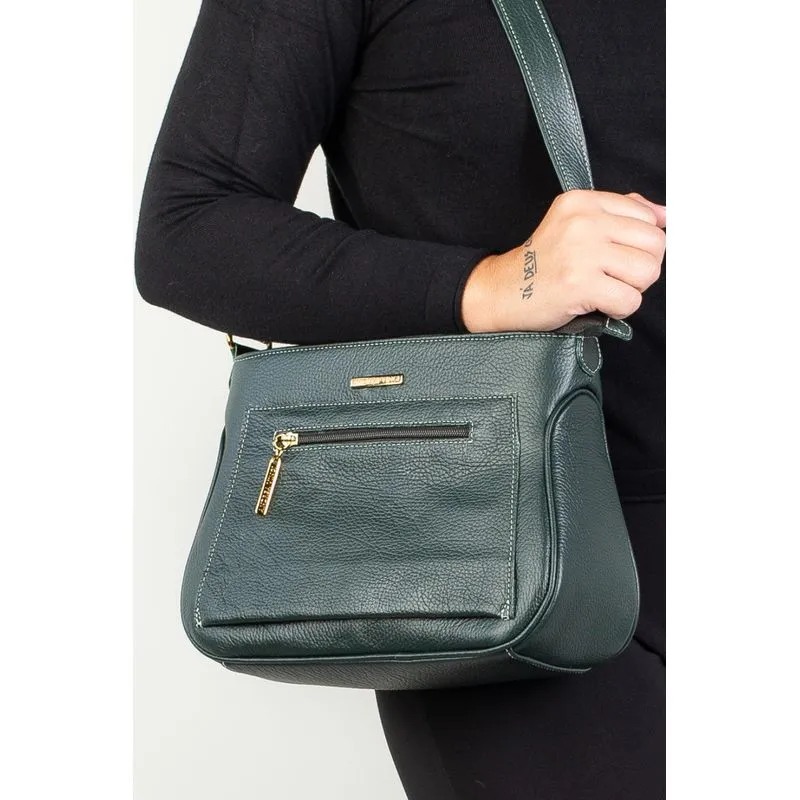 Bolsa feminina tiracolo de couro liso Maísa Preto