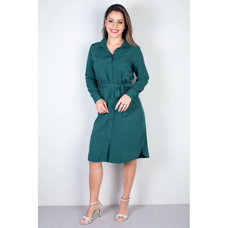 Vestido chemise manga longa 51313 GG / Verde