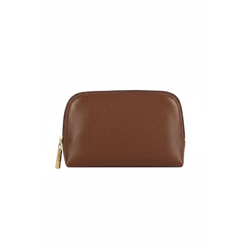 Necessaire de couro liso Duda 12x17x6cm Whisky