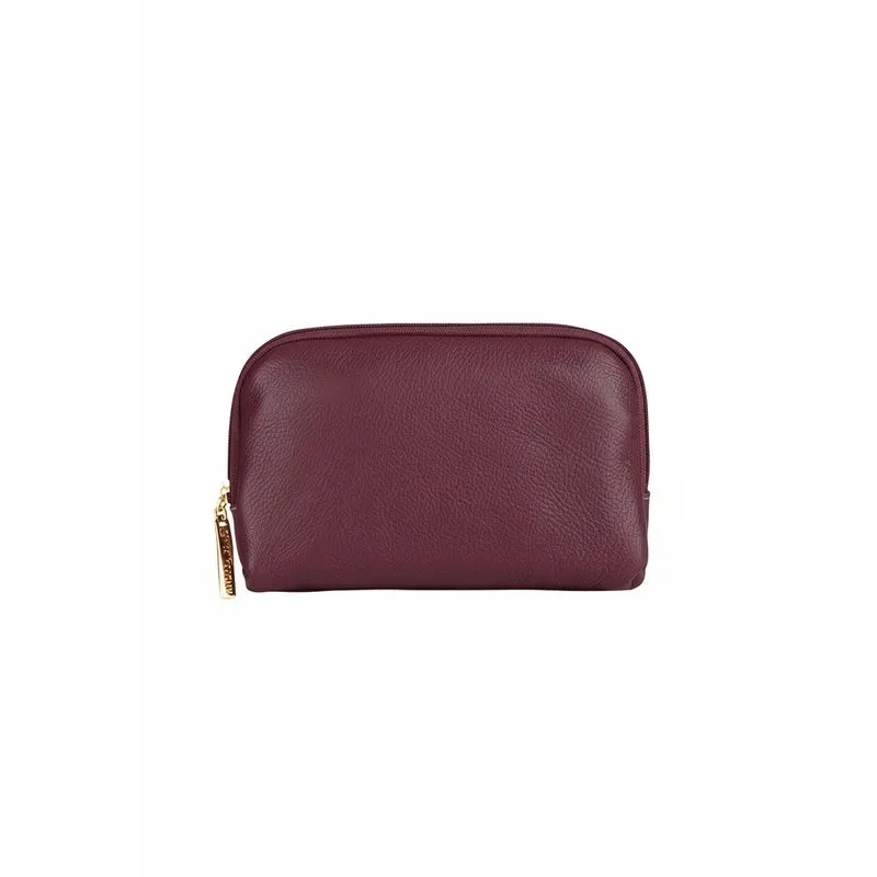 Necessaire de couro liso Duda 12x17x6cm Marsala