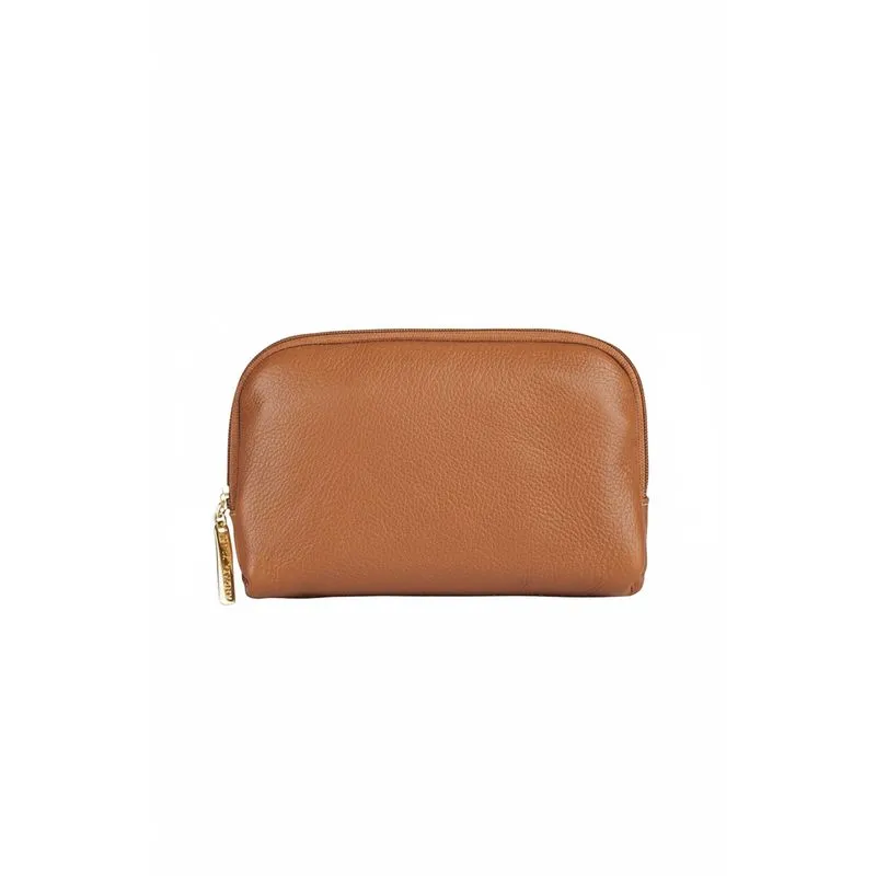 Necessaire de couro liso Duda 12x17x6cm Caramelo