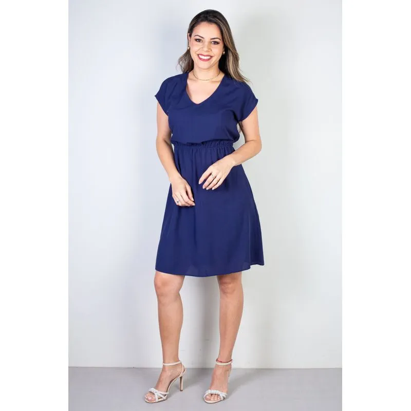 Vestido curto feminino com elástico 51156 M / Azul Marinho