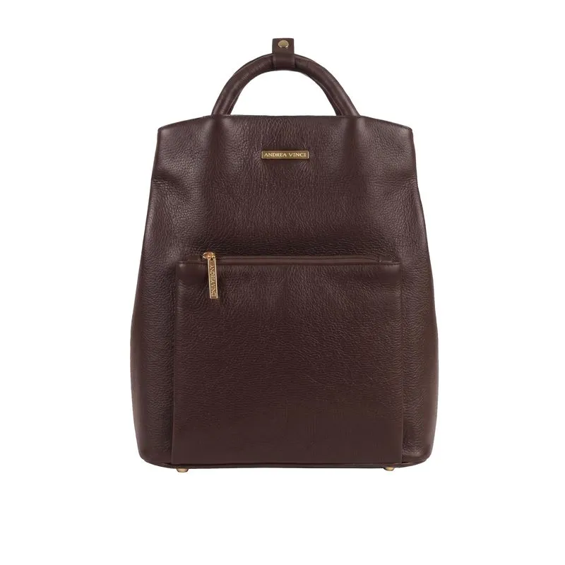 Mochila slim couro liso Lavínia Café