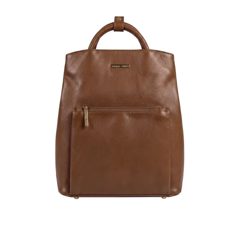 Mochila slim couro liso Lavínia Whisky