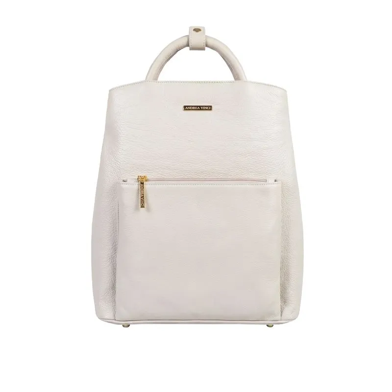 Mochila slim couro liso Lavínia Marfim