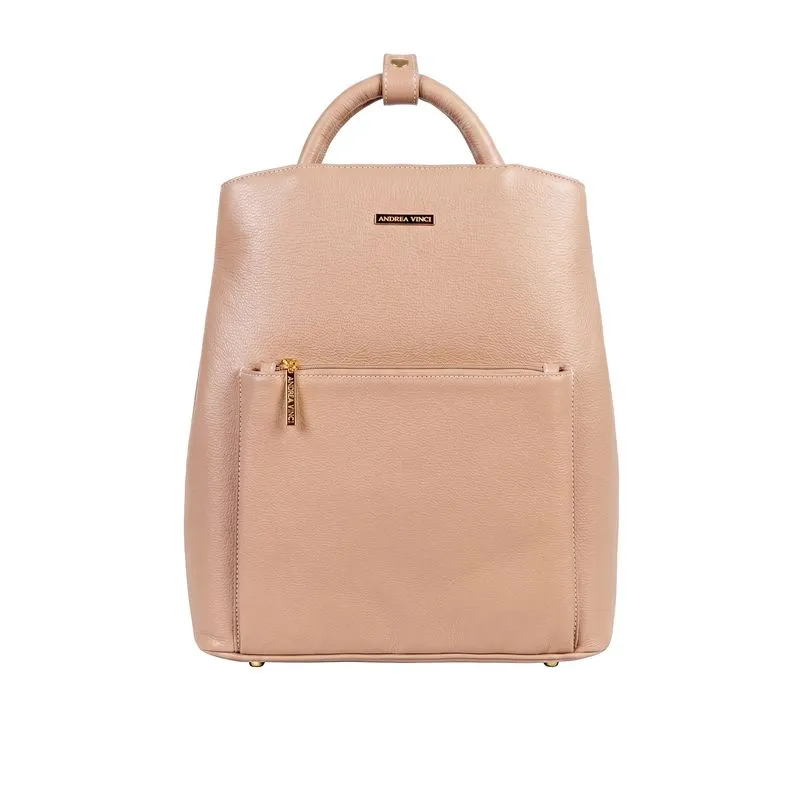 Mochila slim couro liso Lavínia Bege