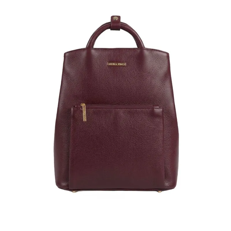 Mochila slim couro liso Lavínia Marsala