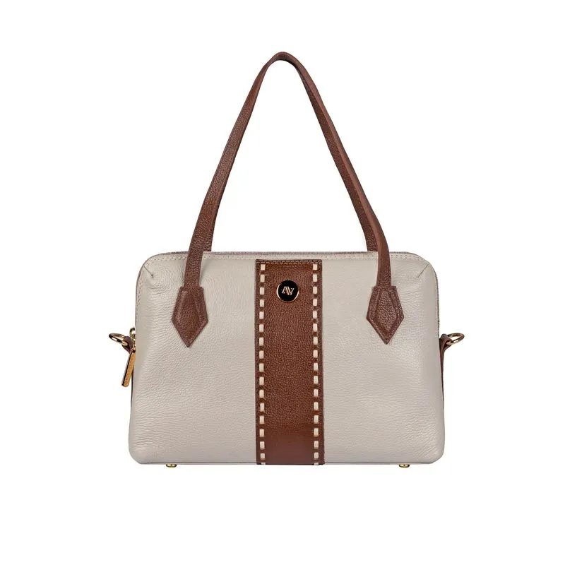 Bolsa de mão em couro liso Safira Marfim