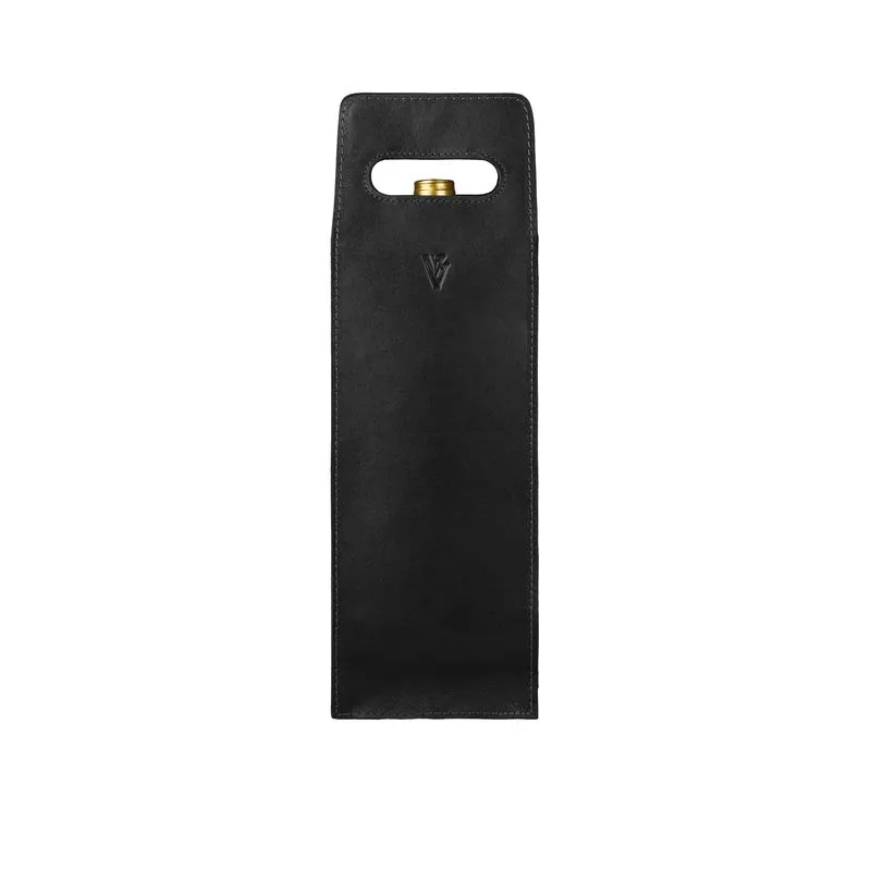 Porta vinho individual em couro italiano Preto
