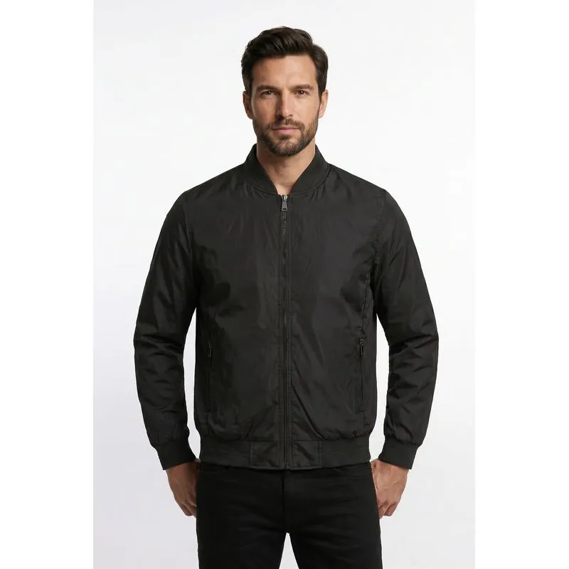 Jaqueta masculina nylon resinada dupla face 69415 G / Preto/Cinza