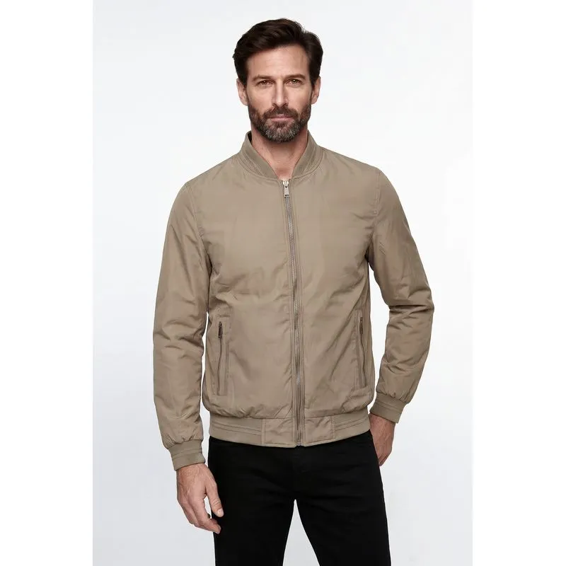 Jaqueta masculina nylon resinada dupla face 69415 P / Bege/Preto